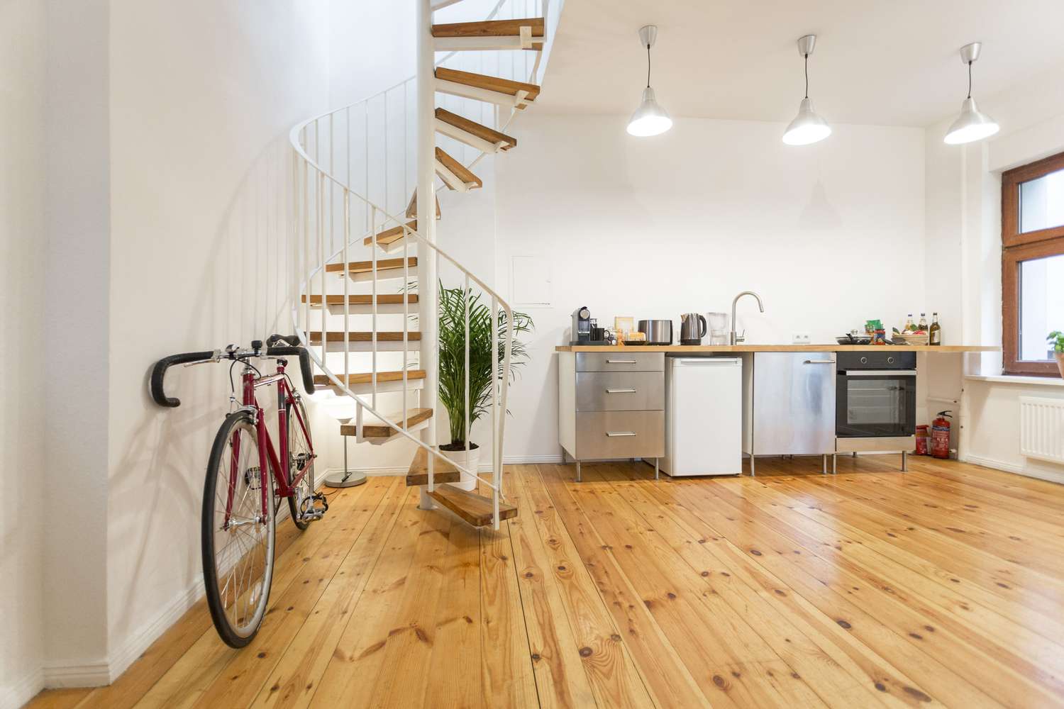 spiral stairs living room